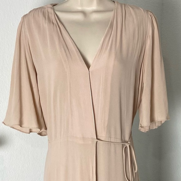 Reformation Rhodes Midi Wrap Dress Champagne Pink Size Large - Picture 8 of 11